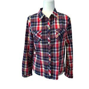 Plaid Long Sleeve Button-Up Shirt By Ambiance Apparel Size L